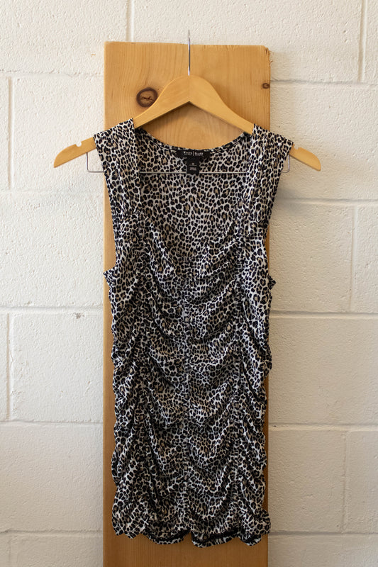 Ruched Leopard Print Top : M