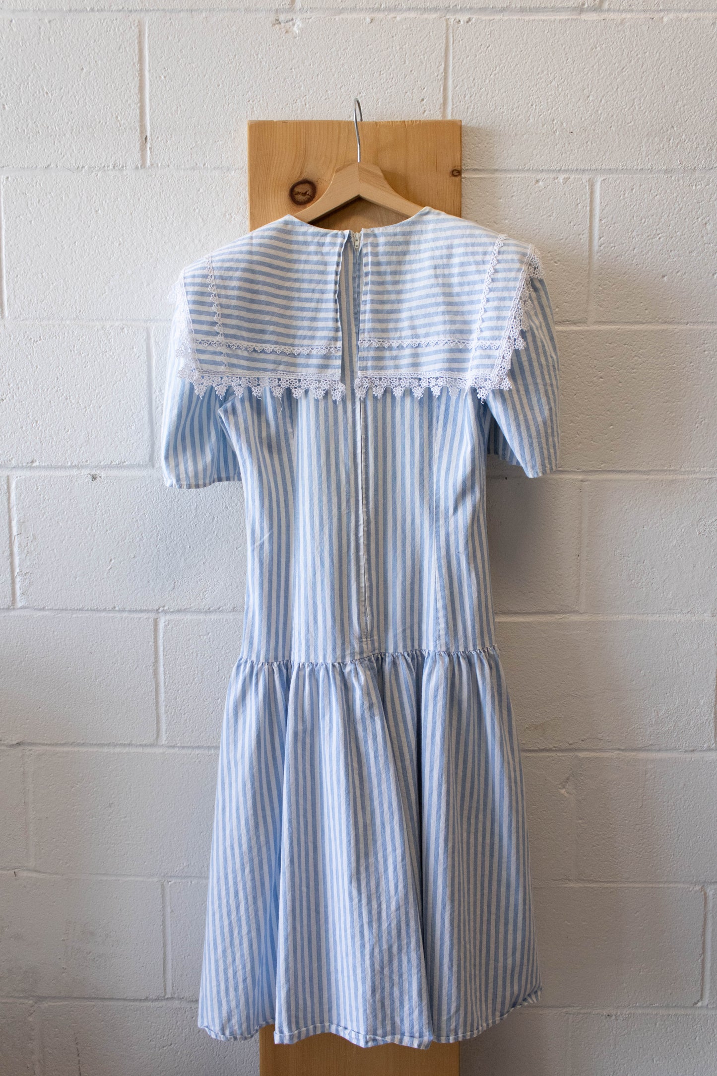Vtg Baby Blue Striped Sailor Dress : S