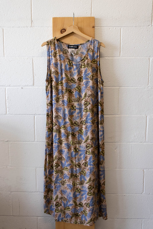 Vtg Tropical Print Dress : L