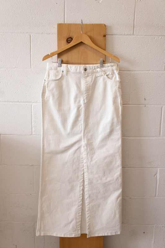 Wrangler X Staud White Denim Maxi Skirt : 29