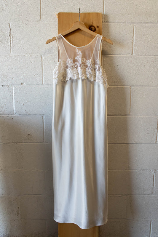 White and Lace Slip Dress : S