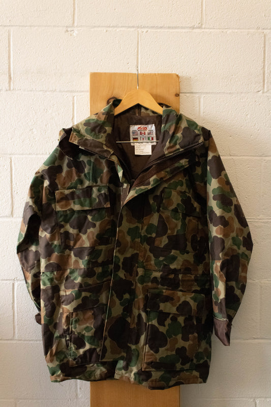 Vtg Camo Rain Coat : L