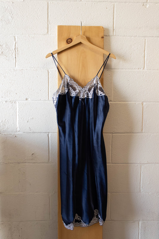 Navy Blue and Lace Slip Dress : S