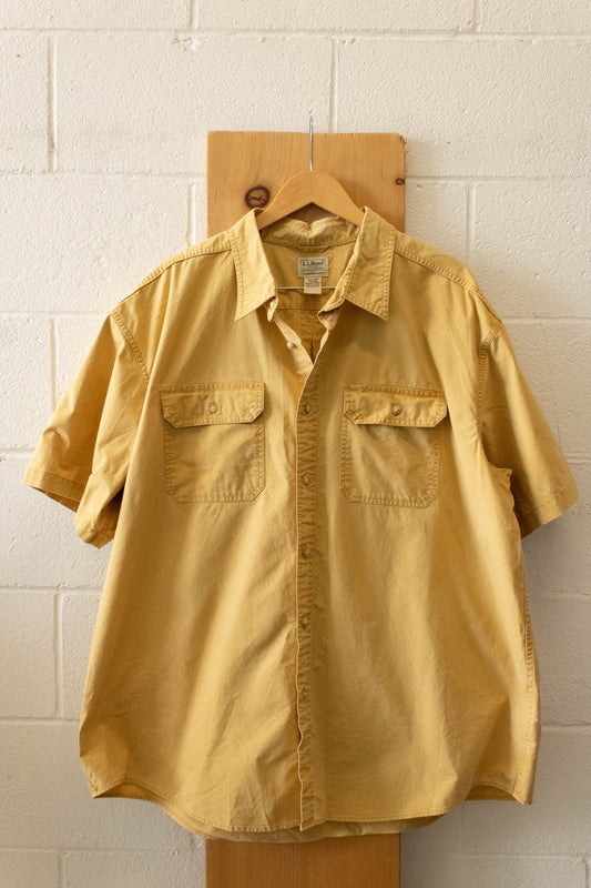 Vtg L. L. Bean Yellow Button Up : XXL
