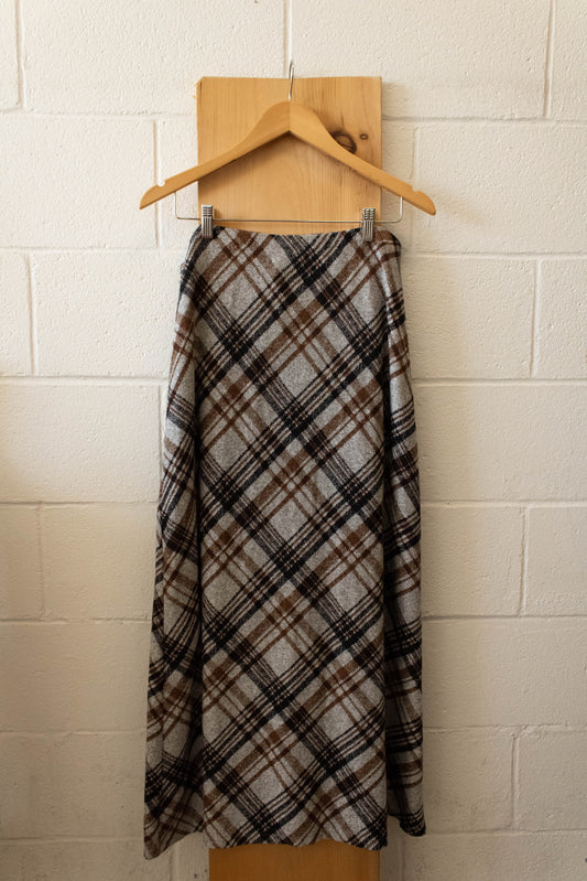 Vtg Plaid Maxi Skirt : L