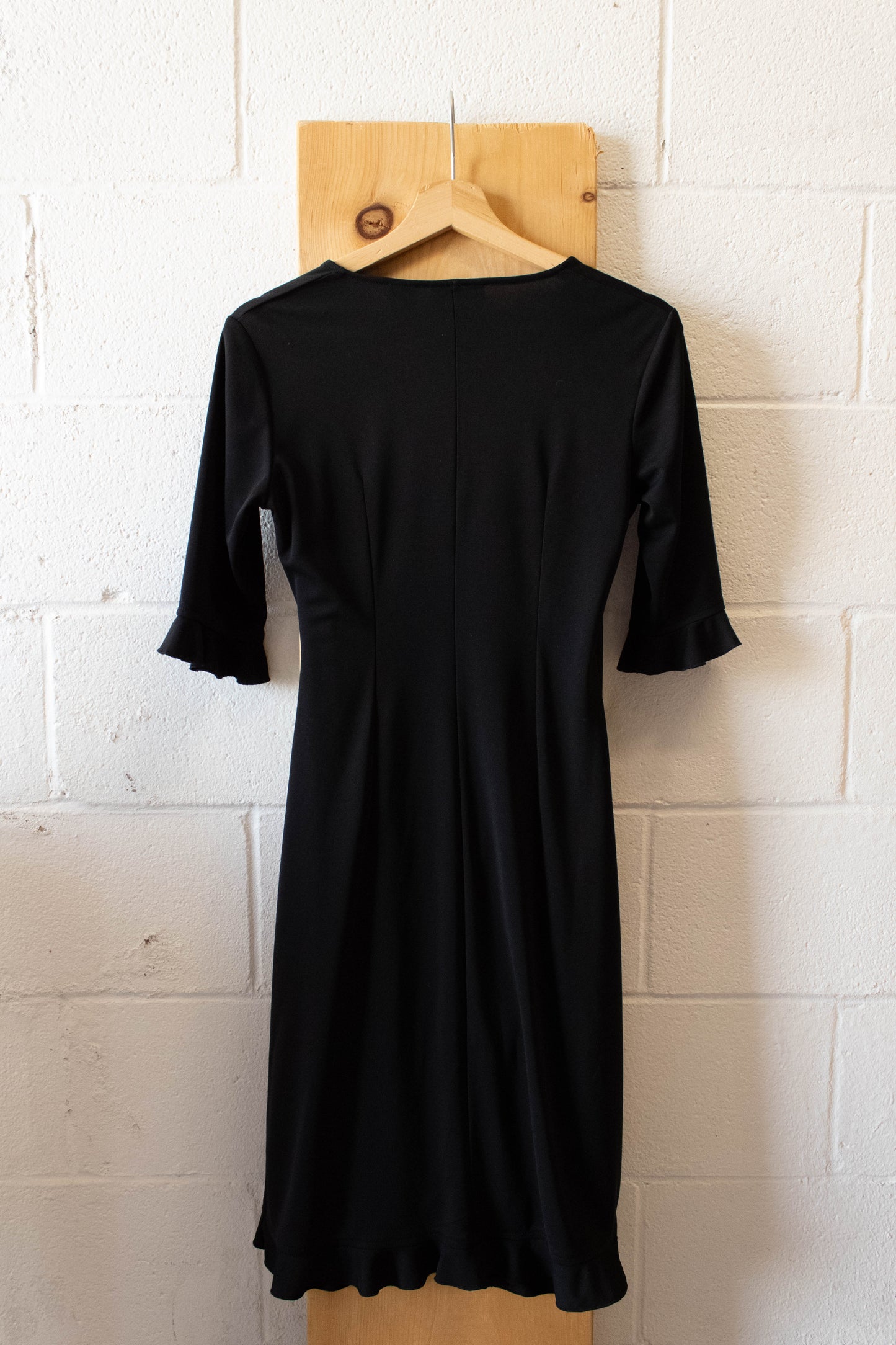 Black Wrap Ruffle Dress : XS