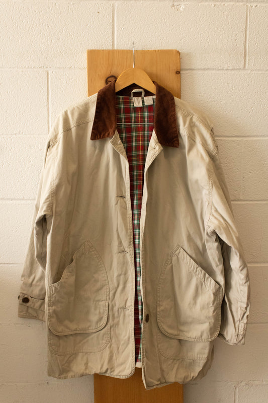 Vtg Plaid Lined Chore Coat : L