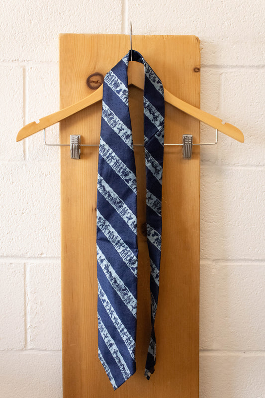 Vtg Blue Striped Tie