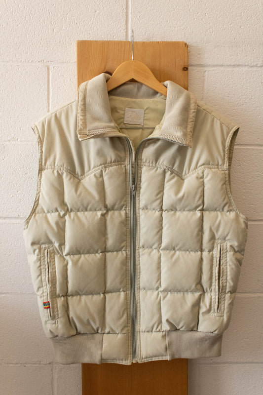 Vtg Beige Puffer Vest : M