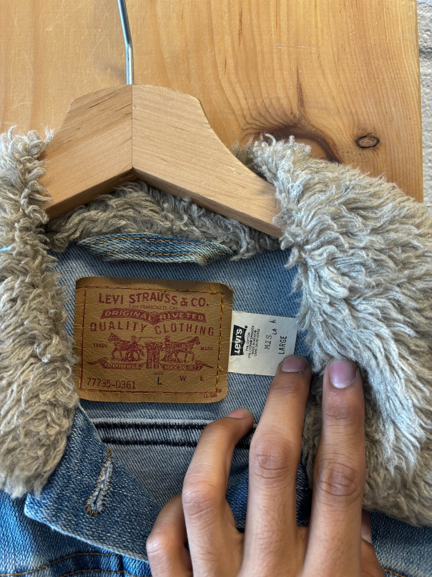 Y2K Levis Denim Faux Fur Jacket : L