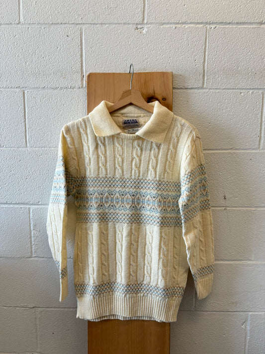 Vtg Pale Yellow Cable Knit Sweater : 42