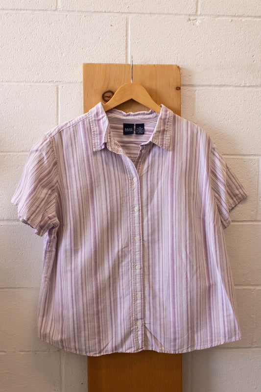 Vtg Purple Striped Button Up : 2X
