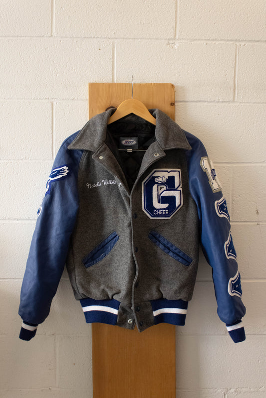 Grey and Blue Varsity Jacket : S