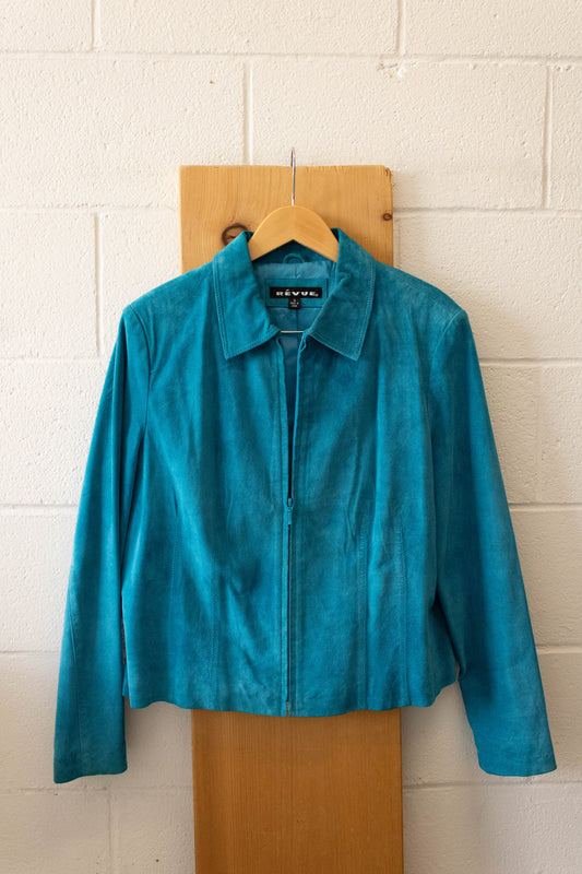 Vtg Aqua Suede Jacket : 16