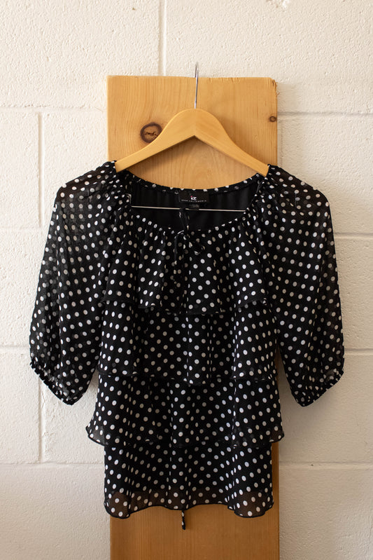Polka Dotted Tiered Blouse : L