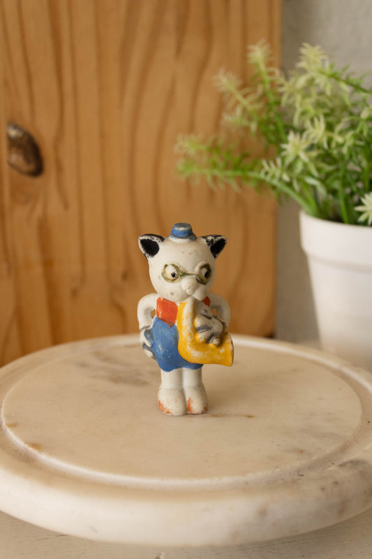 Vtg Cat Musician Figurine