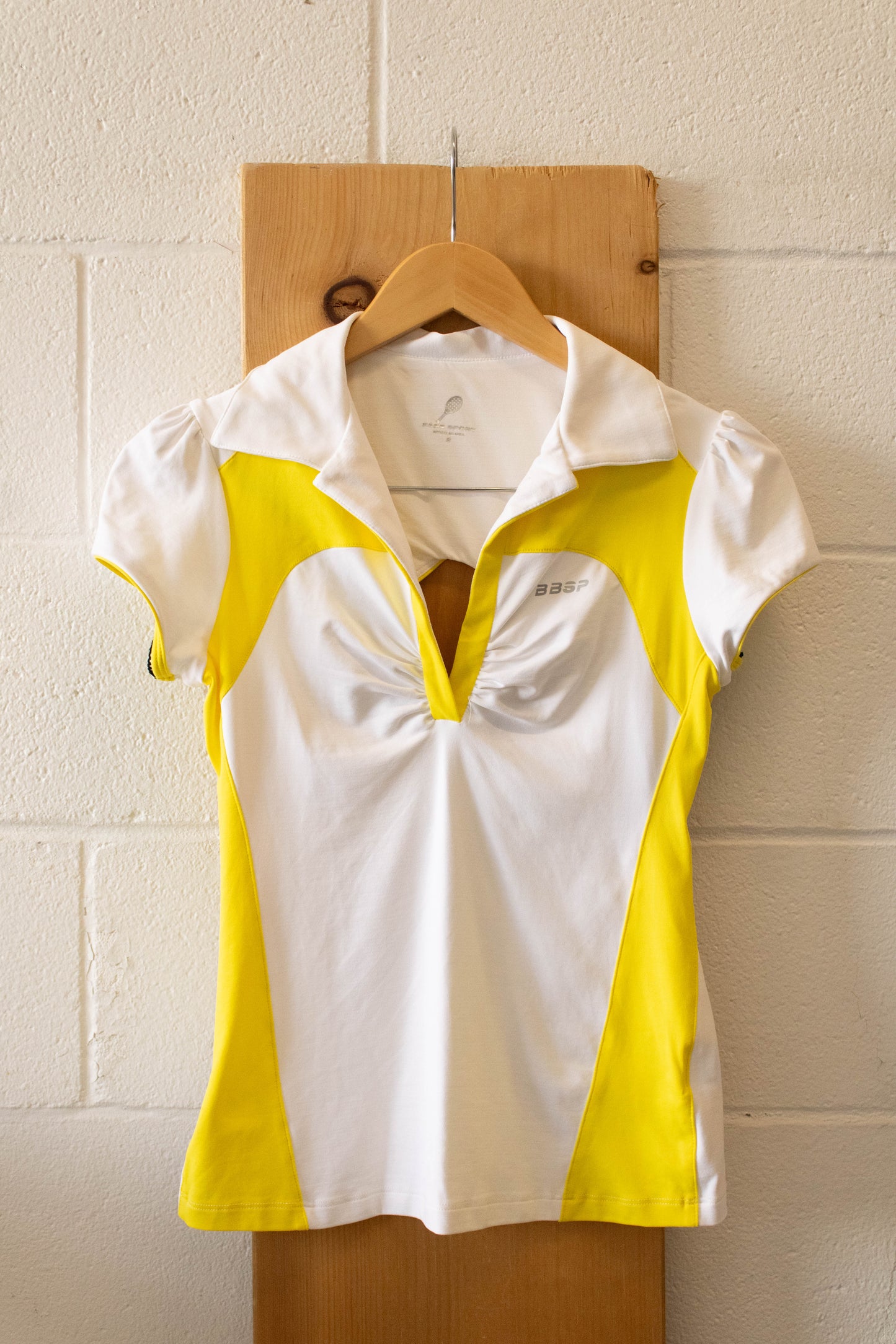 White and Yellow Athletic Polo : S