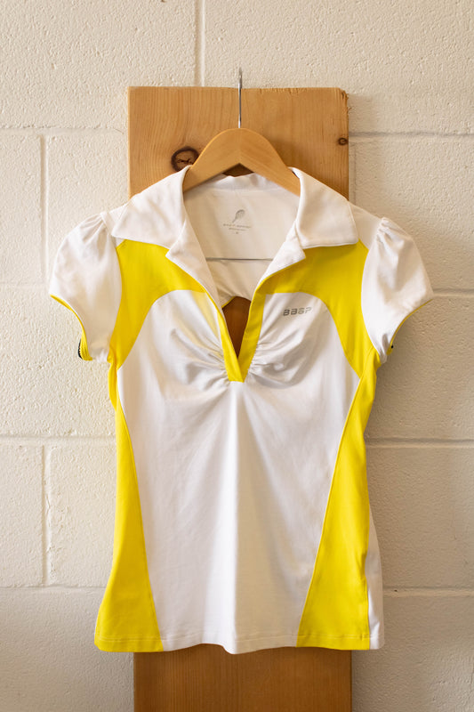 White and Yellow Athletic Polo : S