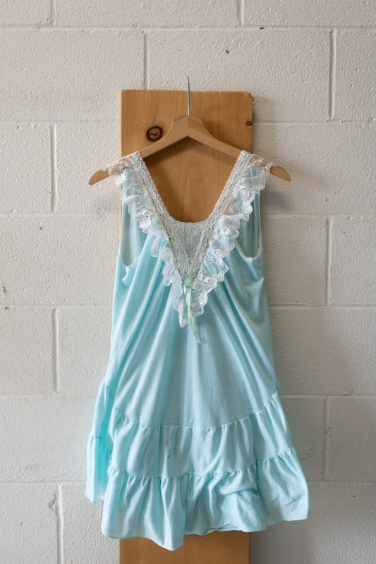 Aqua and Lace Tiered Dress : S