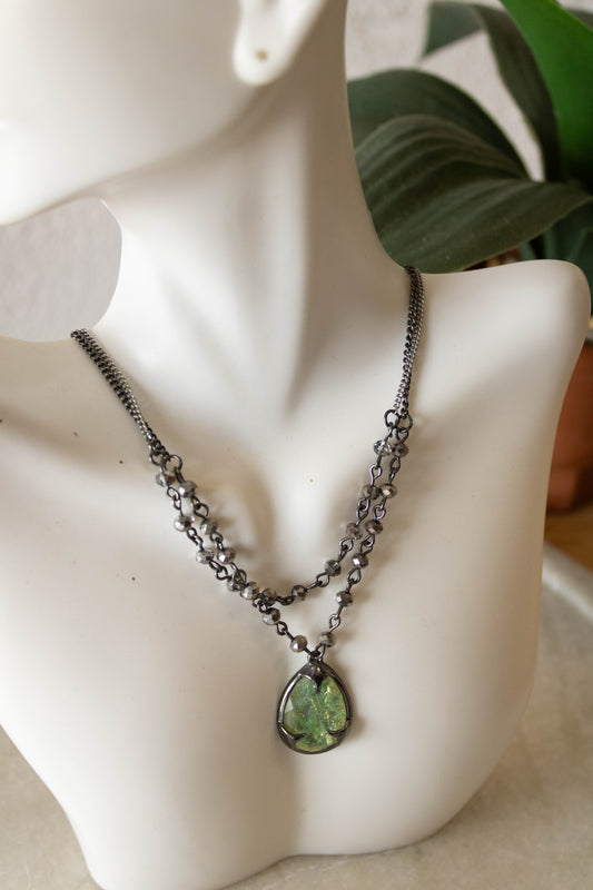 Metallic Green Opal Stone Necklace