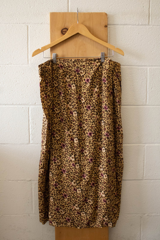 Vtg Cheetah Floral Skirt : 2X