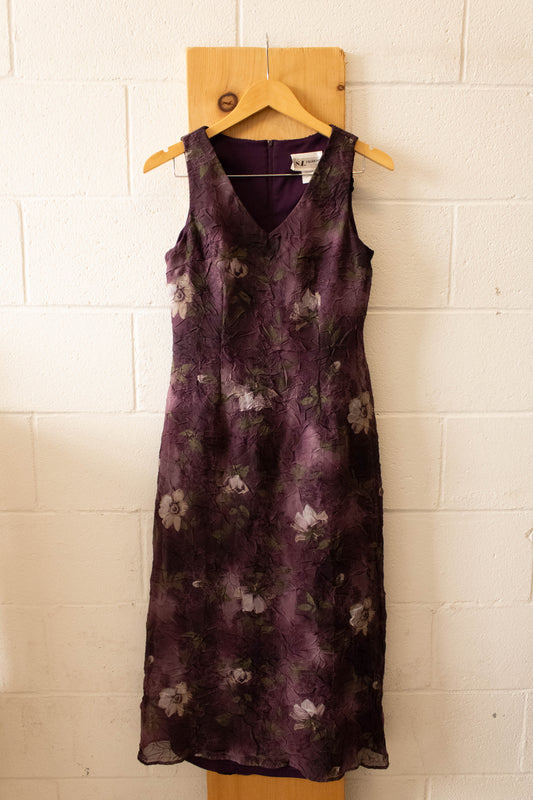 Vtg Purple Floral Dress : 10P