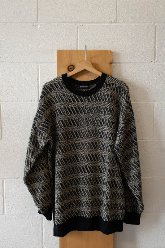 Black Knitted Zig Zag Sweater : L