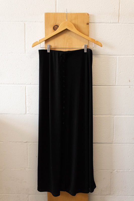 Vtg Black Button Up Skirt : 28