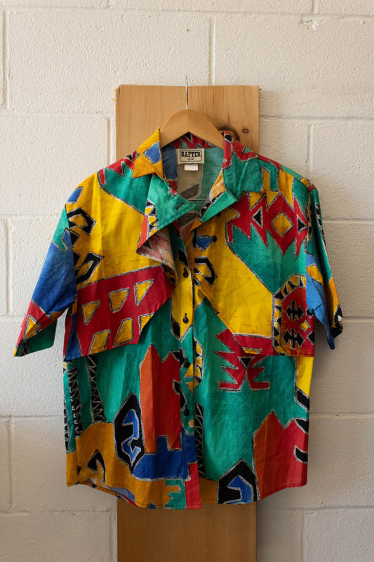 Colorful Abstract Button Up : M