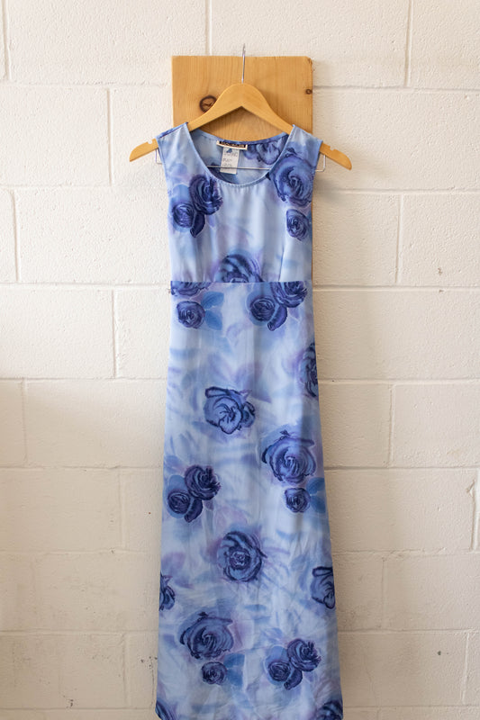Vtg Blue Floral Dress : 5