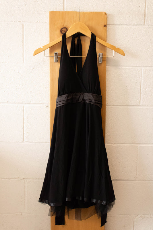 Vtg Taboo Black Halter Dress : L