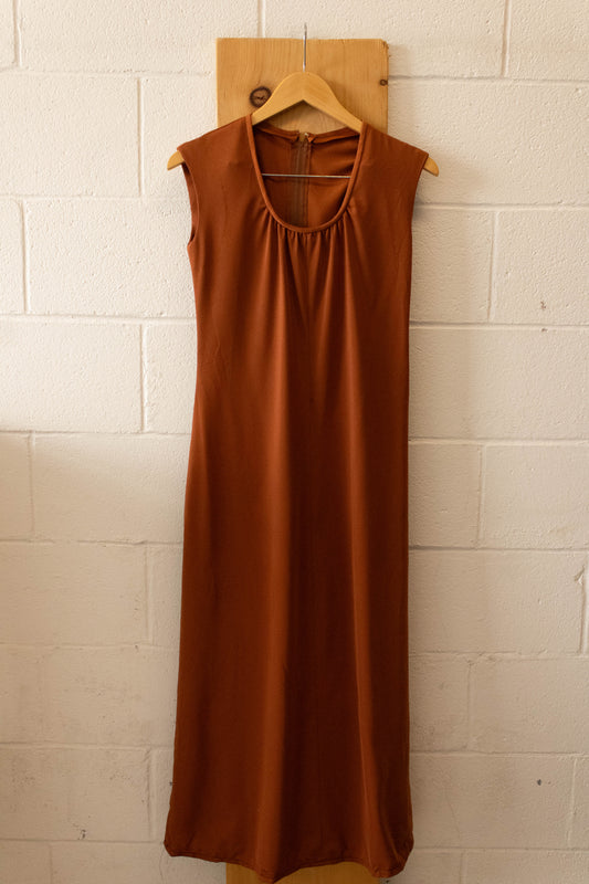 Vtg Handmade Rust Maxi Dress : S