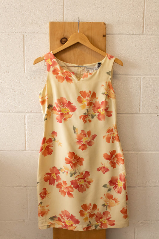Vtg Silk Floral Dress : 6