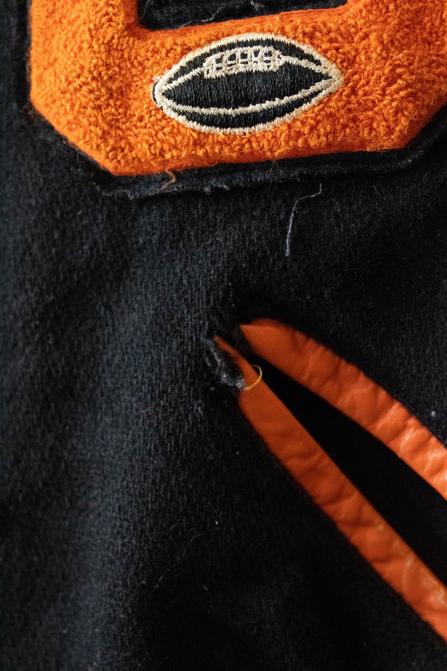 Vtg Black and Orange Letterman Jacket : M