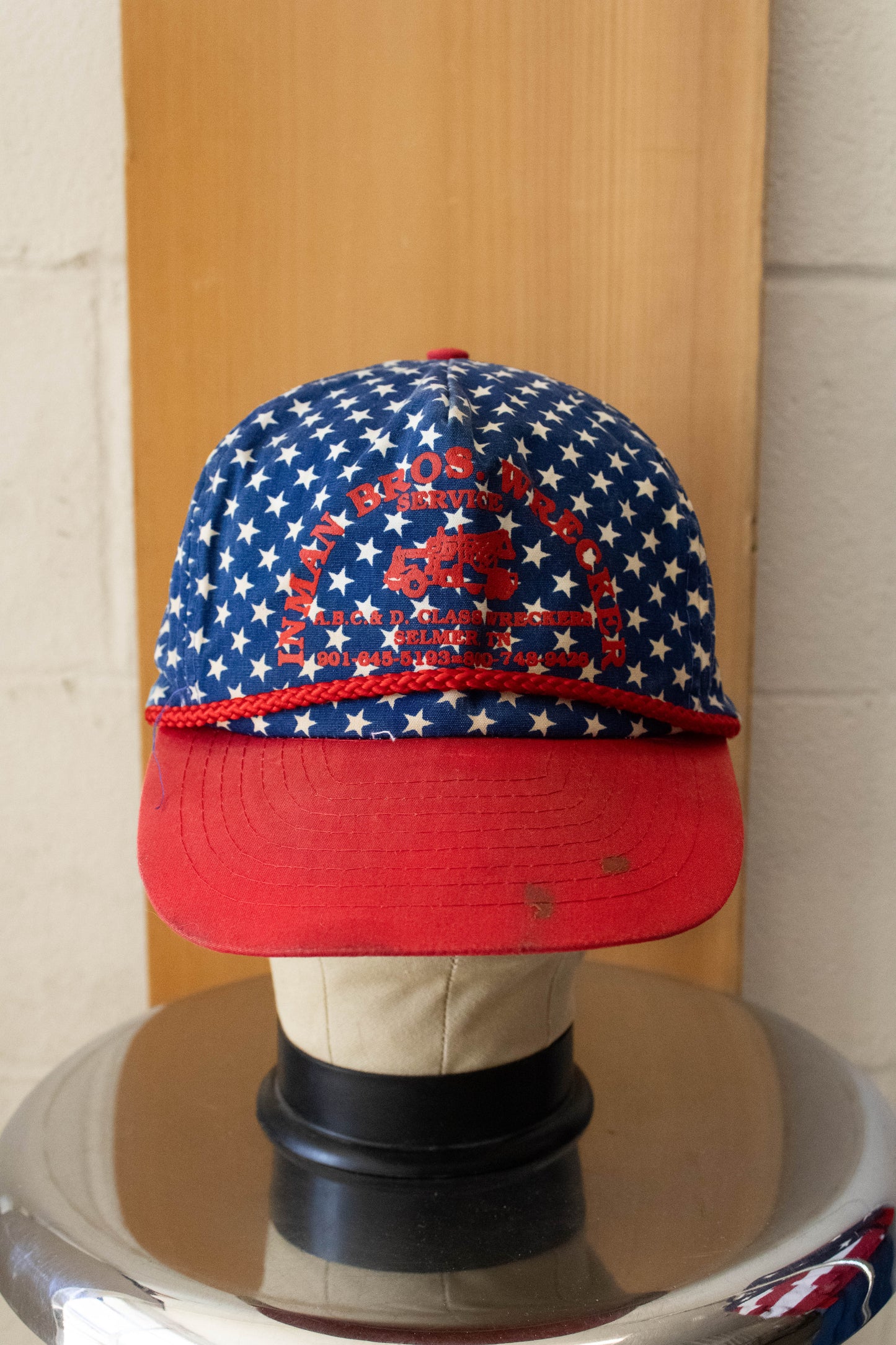 Vtg Blue and Red Star Hat