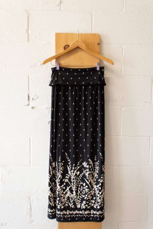 Black Floral Maxi Skirt : S