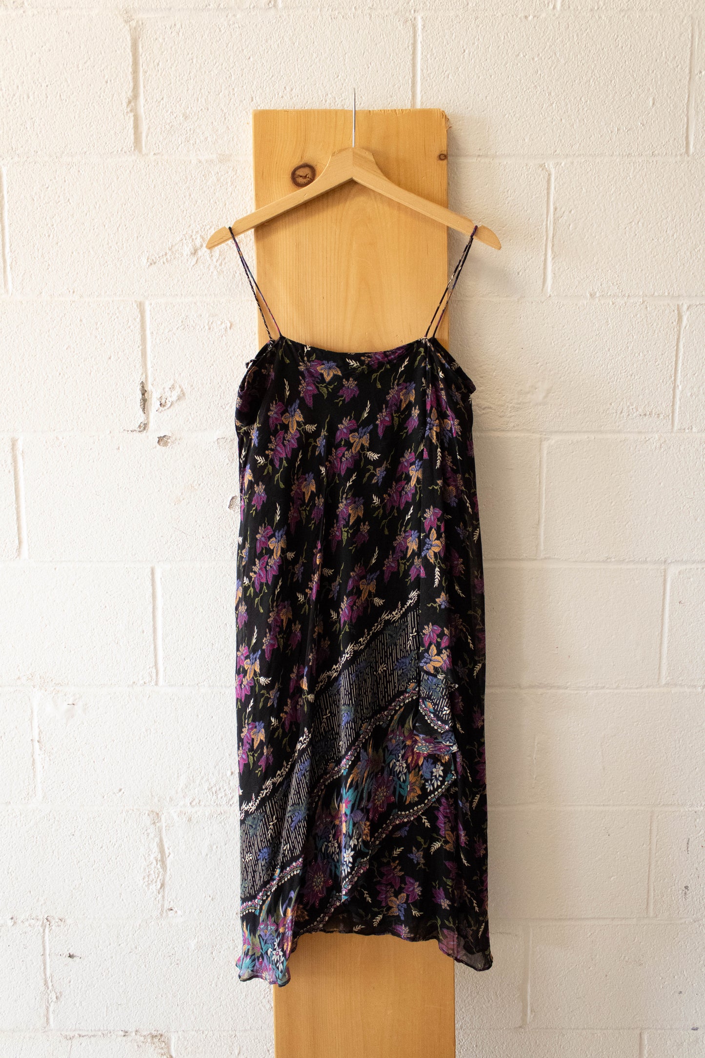 Vtg Black Floral Dress : 8