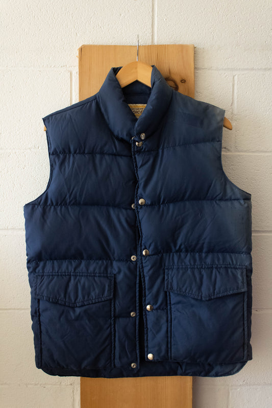 Vtg Blue Puffer Vest : S