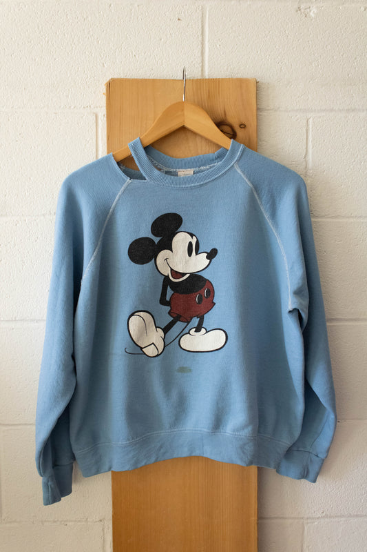 Vtg Blue Mickey Crew : L