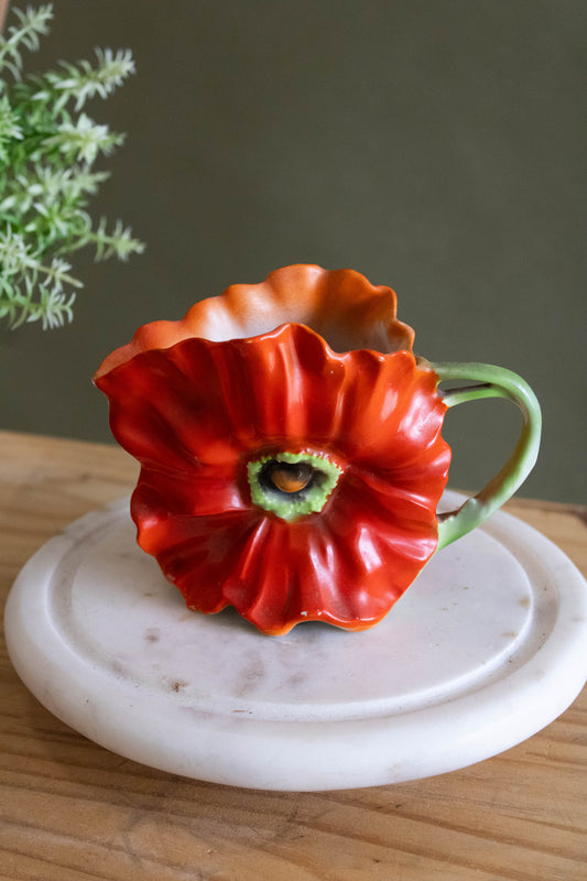 Royal Bayreuth Red Poppy Flower Creamer Cup