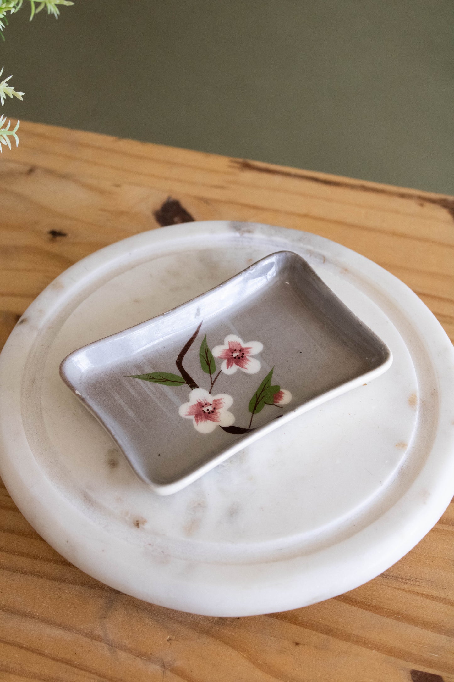 Small Grey Floral Dish