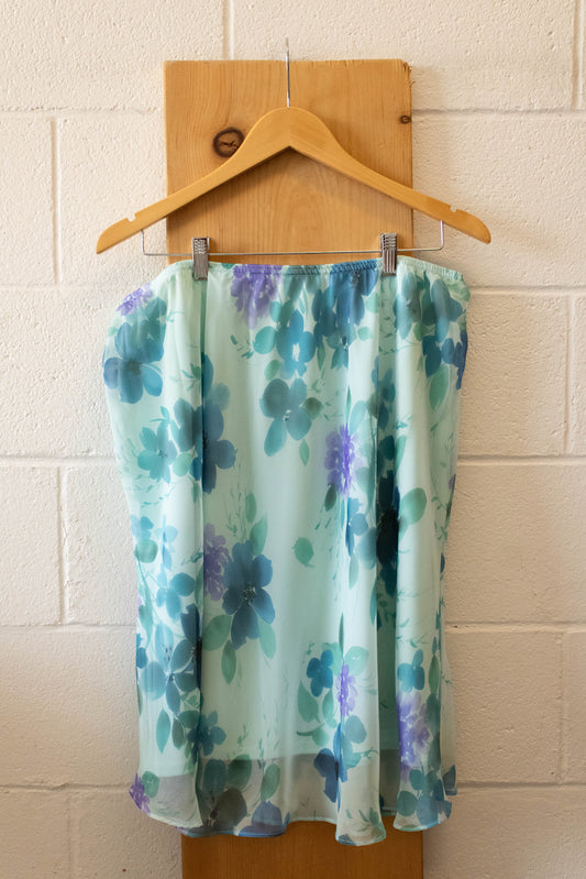 Vtg Blue Floral Skirt : 22W