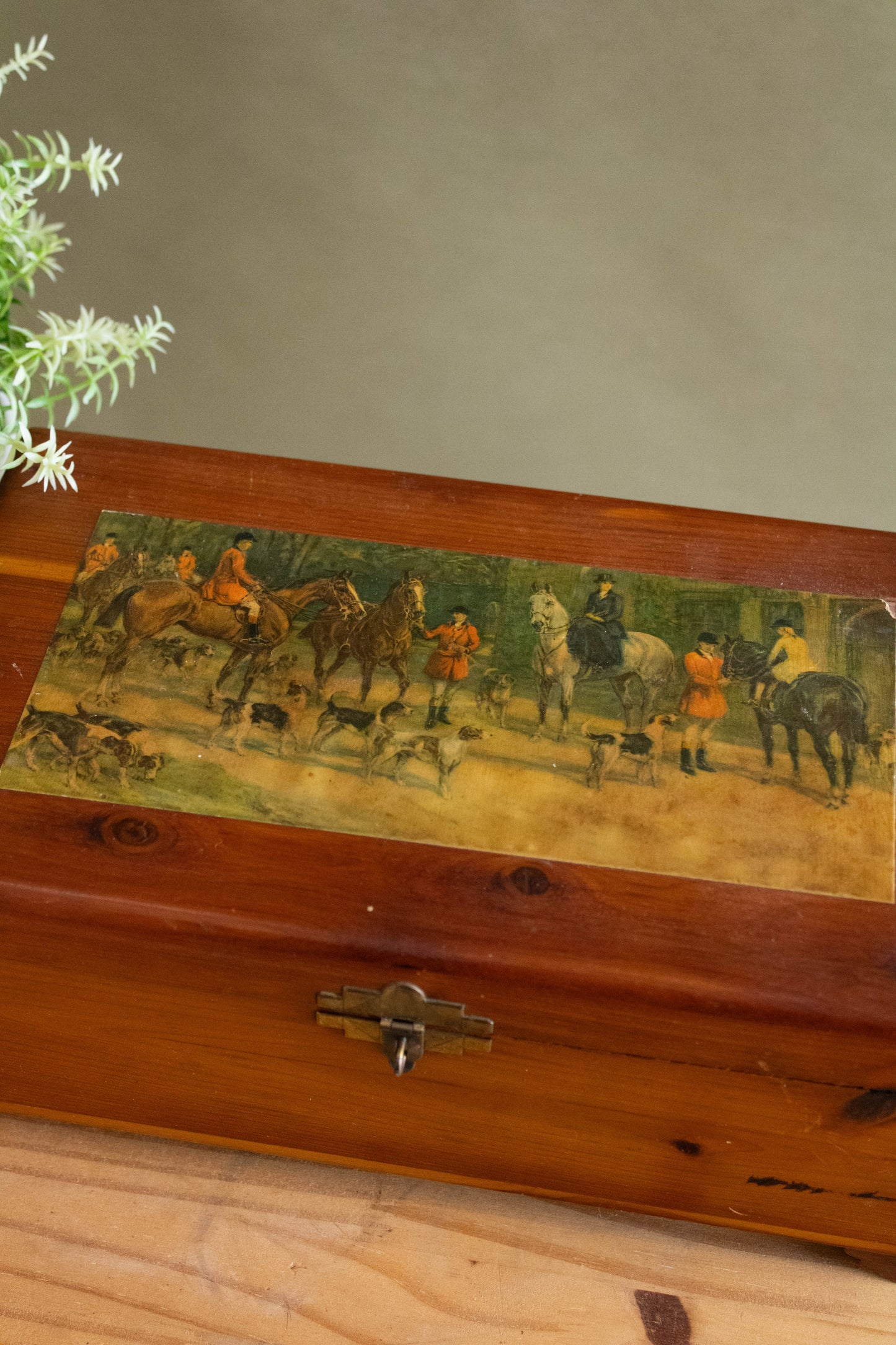 Fox Hunt Scene Wooden Jewelry Box (Local Pick Up Only)