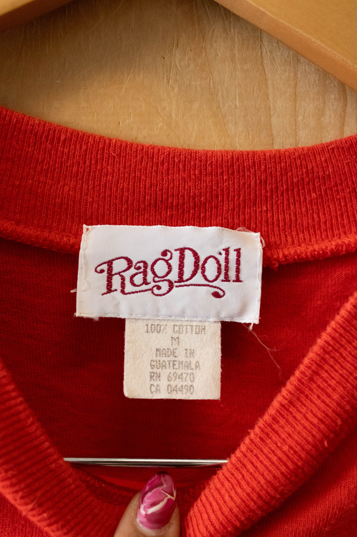 Red Pocket Baby Tee : XS