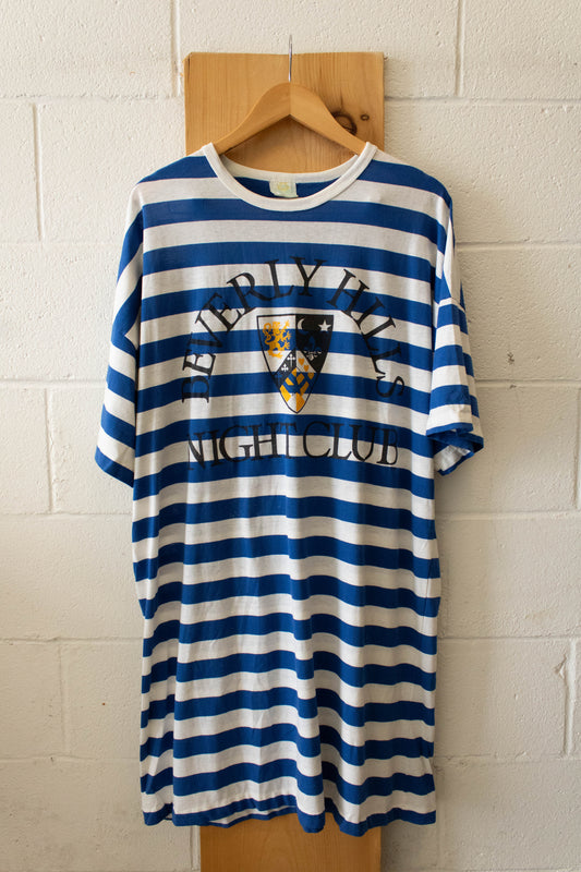 Vtg Striped Beverly Hills T-Shirt Dress : XL