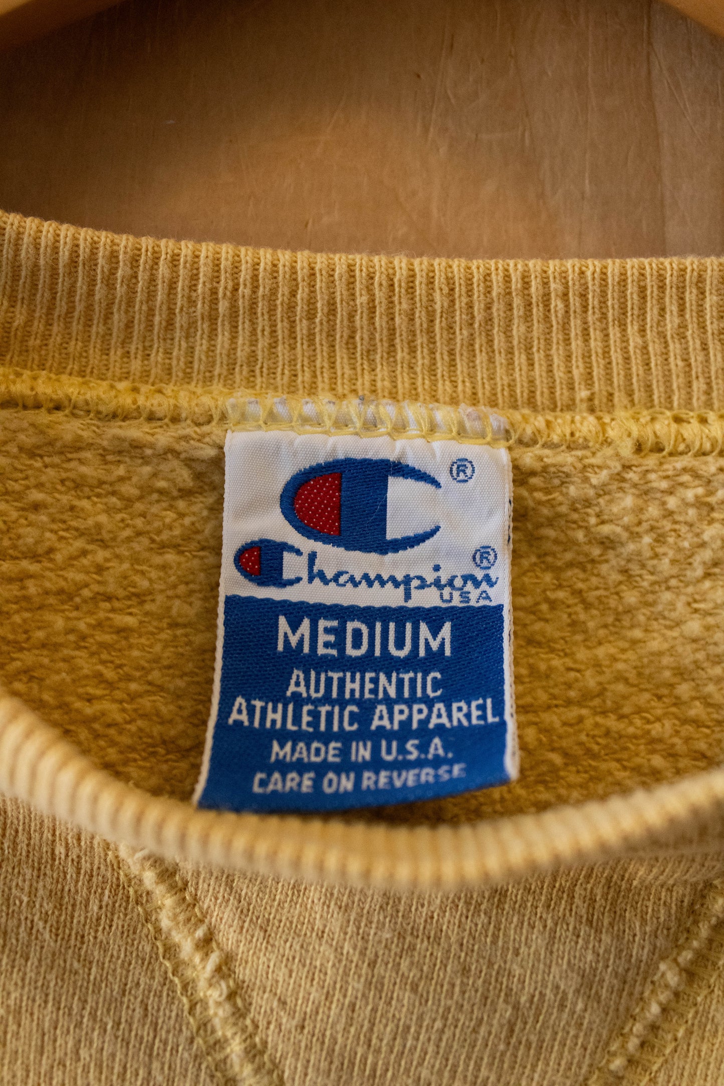 Vtg Yellow Champion Crew : M