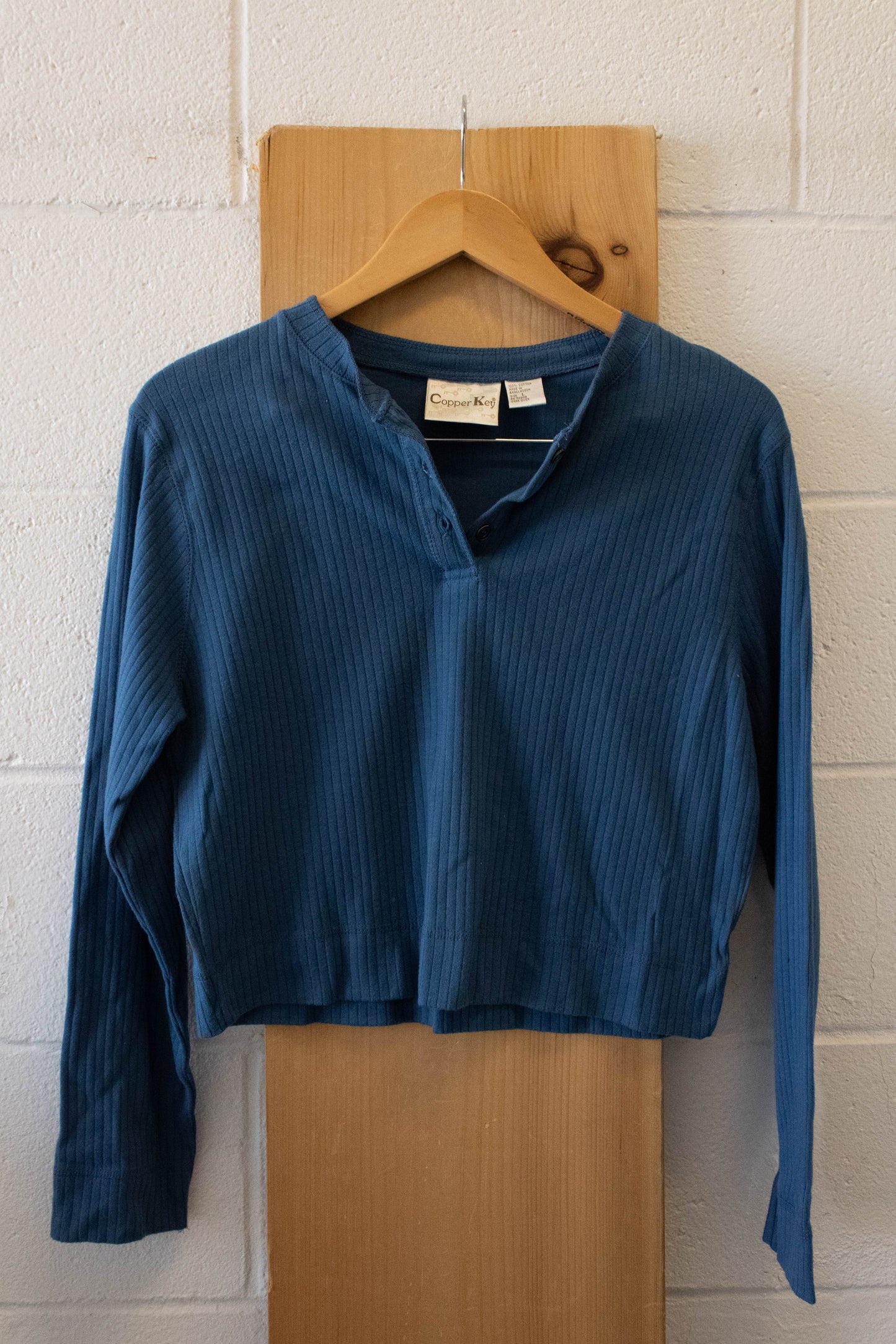 Blue Ribbed Henley : L