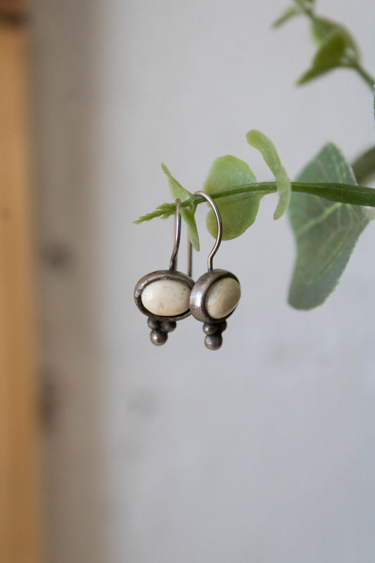 White Oval Earrings