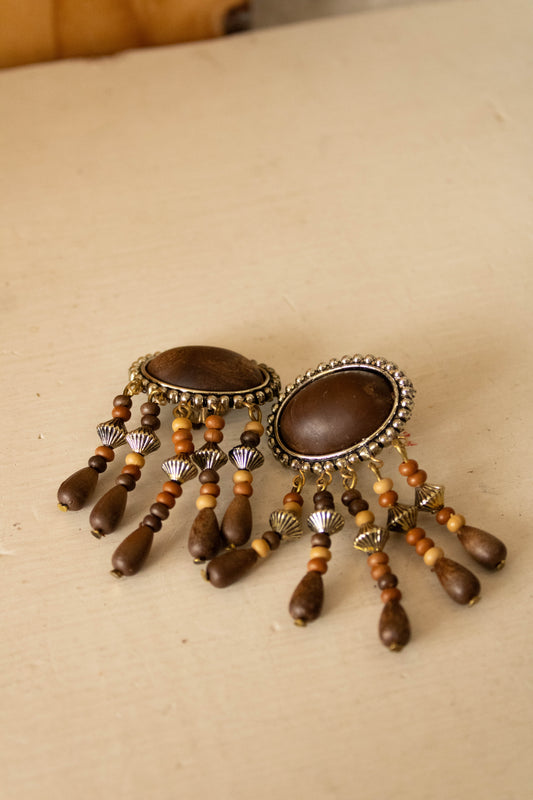 Vtg Brown Clip On Earrings