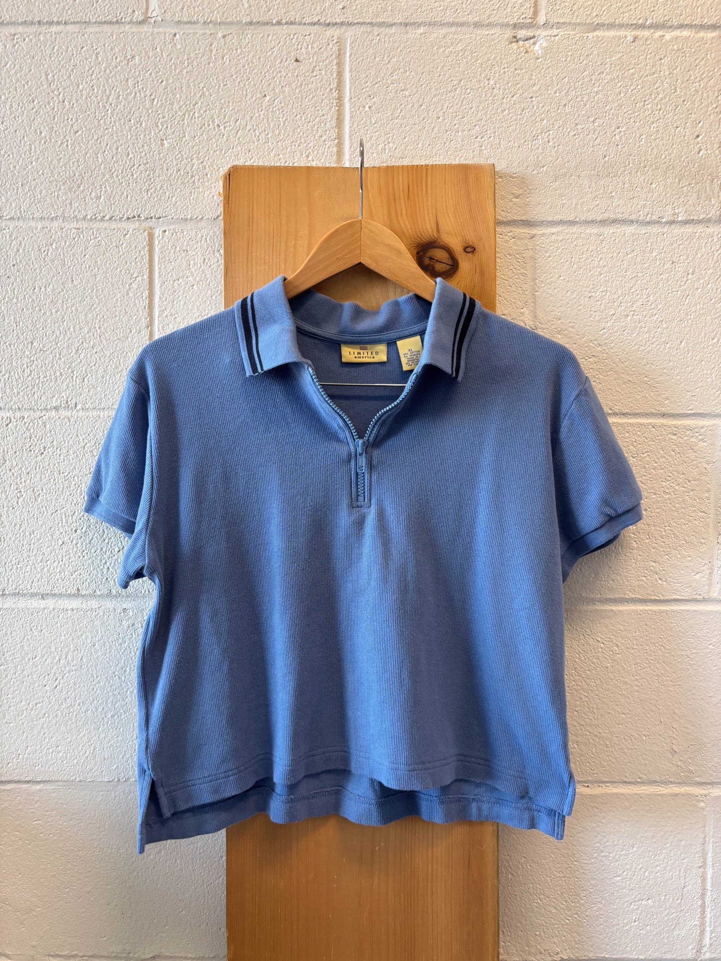 Vtg Blue Collared Top : XL